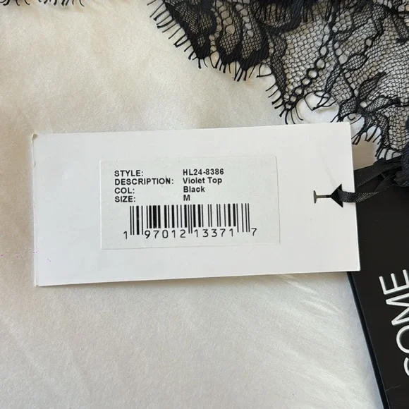 Retrofete “Violet” Black Lace Halter Top
